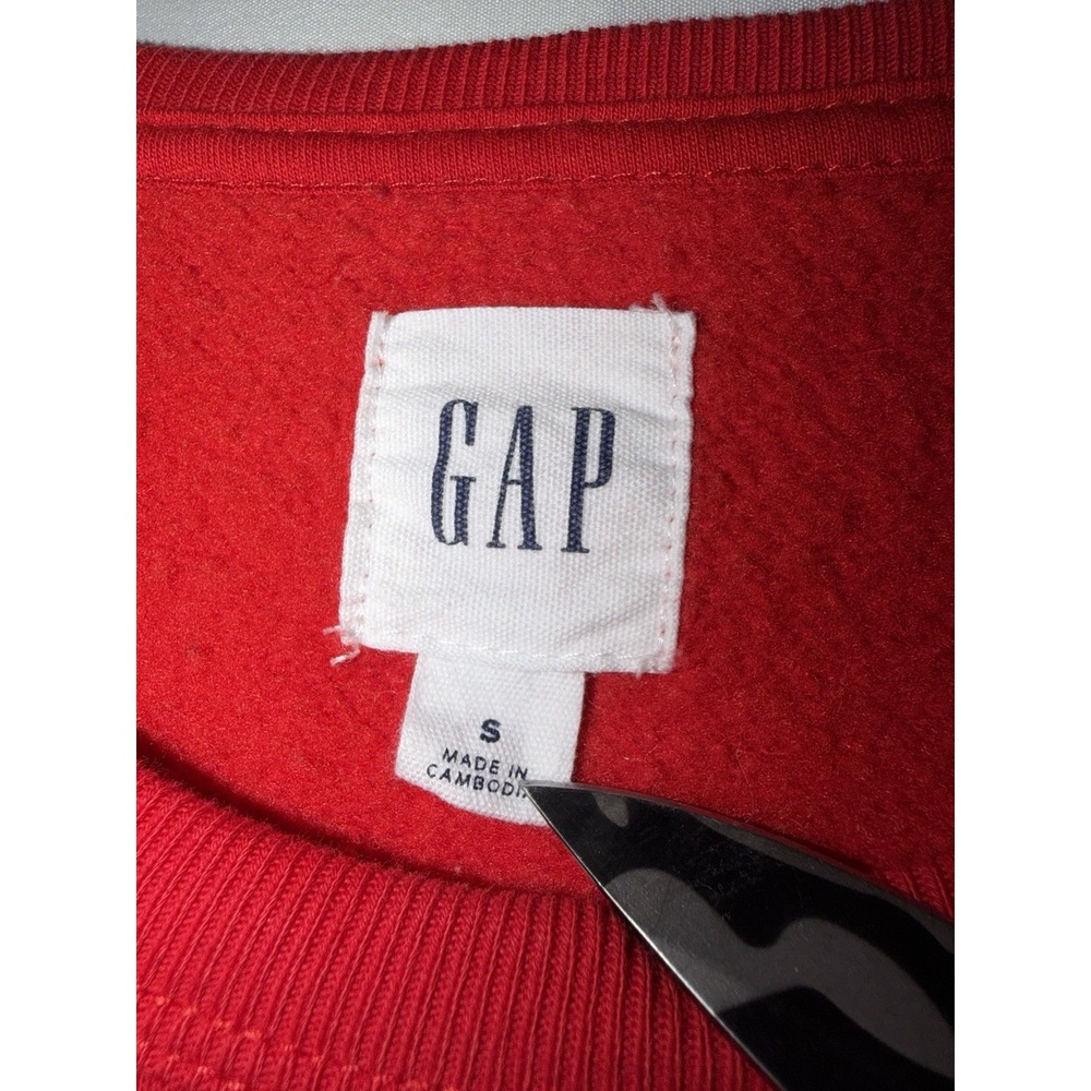 Gap Sweatshirt Small Red Pullover Crewneck Fleece Unisex - Picture 3 of 5